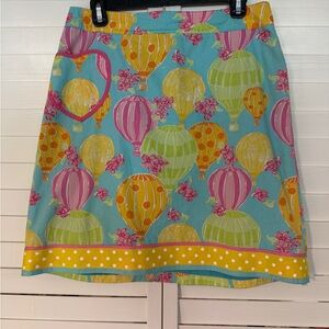 Lilly Pulitzer vintage Skirt with Hot Air Balloon Print